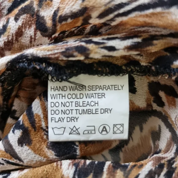 SILK POMEGRANATE Womens Kaftan Top One Size Brown Animal Print Beaded - Picture 11 of 11